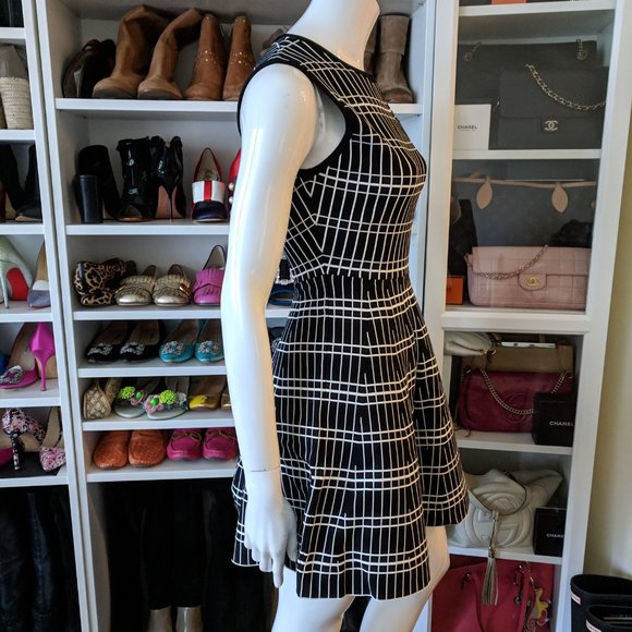 ZARA Black White Knit Fit and Flare Mini Dress NEW - Picture 5 of 7